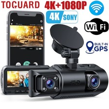 TOGUARD 4K 1080P WiFi Dash Cam GPS Car DVR Front and Inside Camera Night Vision