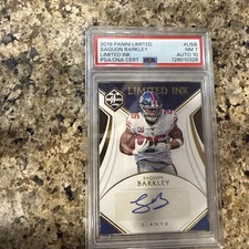 Saquon Barkley 2019 Panini Limited Limited Ink /15 PSA NM7 Auto 10