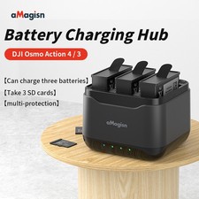 For DJI Osmo Action 4 / 3 Battery Charging Hub Box w/ USB Type-C Cable Portable