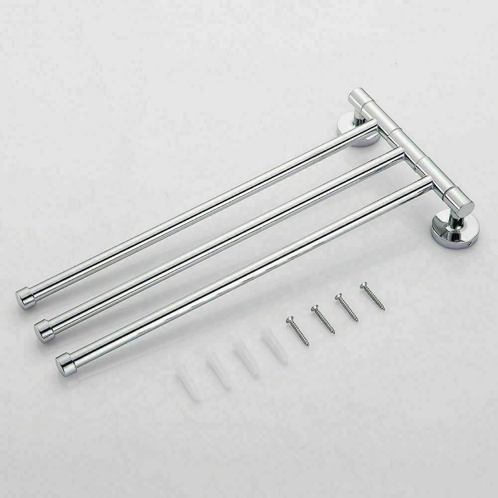 Portasciugamani A 3 Barre Girevole 180° In Acciaio Inox 304, Per Bagno E Cucina, Facile Da Montare, Argentato