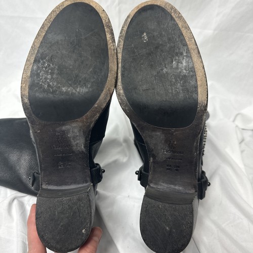Vintage Vera Wang Black Natasha Moto Boots 11.5 Italian Leather Made in Italy - Picture 10 of 11