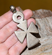 Antique Ethiopian Coptic Christian Cross Handmade Silver Pendant Ethiopia Africa