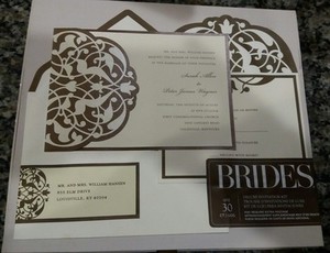 Gartner Brides 120 Count Deluxe Invitation Kit, Ivory paper with Brown Scrolls!