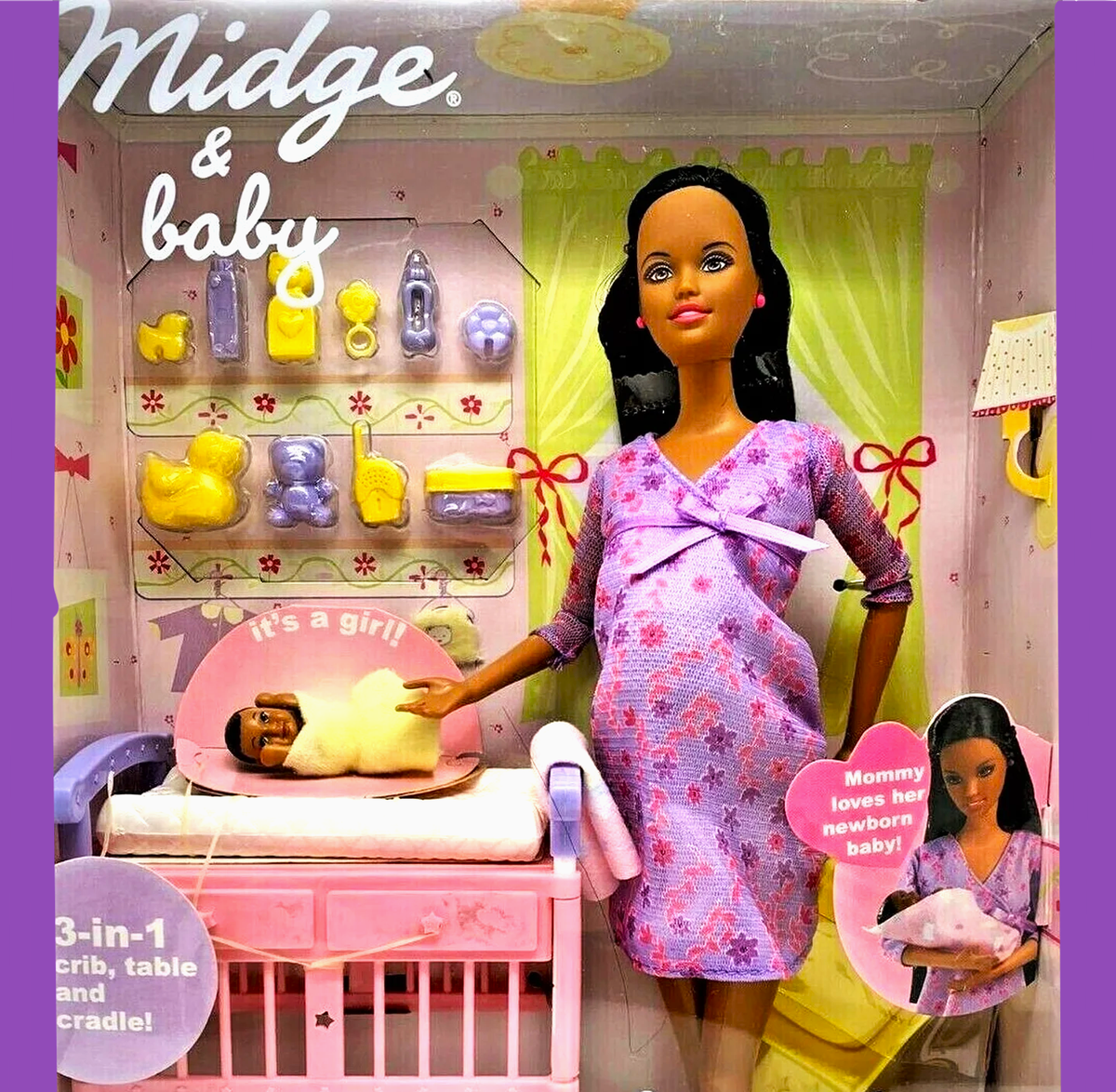 MIDGE BABY HAPPY FAMILY MATTEL BARBIE MOM BABY-AfricanAmerican  NEWinBOX