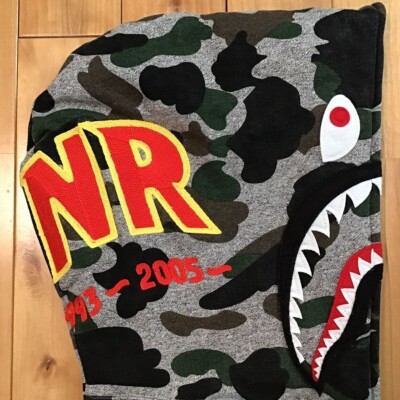 BAPE camo 2015年 Heather grey シャーク パーカー 2015 BAPE Heather gray shark full zip hoodie A Bathing Ape Size M