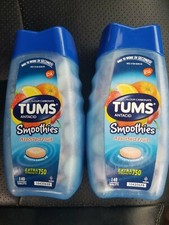 2 PACK TUMS SMOOTHIES ANTACID ASSORTED FRUIT140 TABLETS EACH XTRA STRENGHT 750