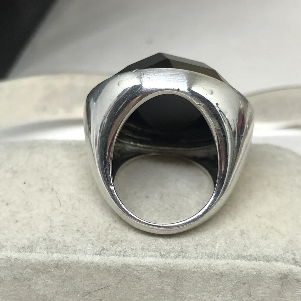 ANELLO GRANDE PIETRA DI ONICE SFACCETTATA IN ARGENTO 925 COCKTAIL RING - Immagine 4 di 4