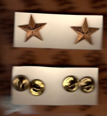 USN Navy Rank Gold Star clutchback cb badge 3/4'' inch set
