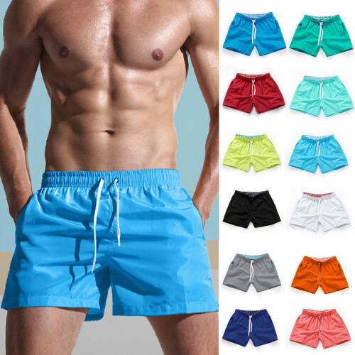 Bañador corto de verano para hombre Traje de baño Pantalones cortos de playa Boxer Pantalones de surf Color puro - Imagen 1 de 20