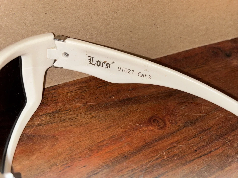 Gafas de sol Locs 91027 envolventes protectoras marco blanco logotipo plateado unisex Foto 4 de 4