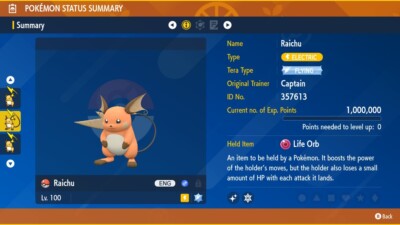 Pokemon Scarlet Violet Ultra Shiny 6IV Raichu - Battle Ready - VGC EV Trained