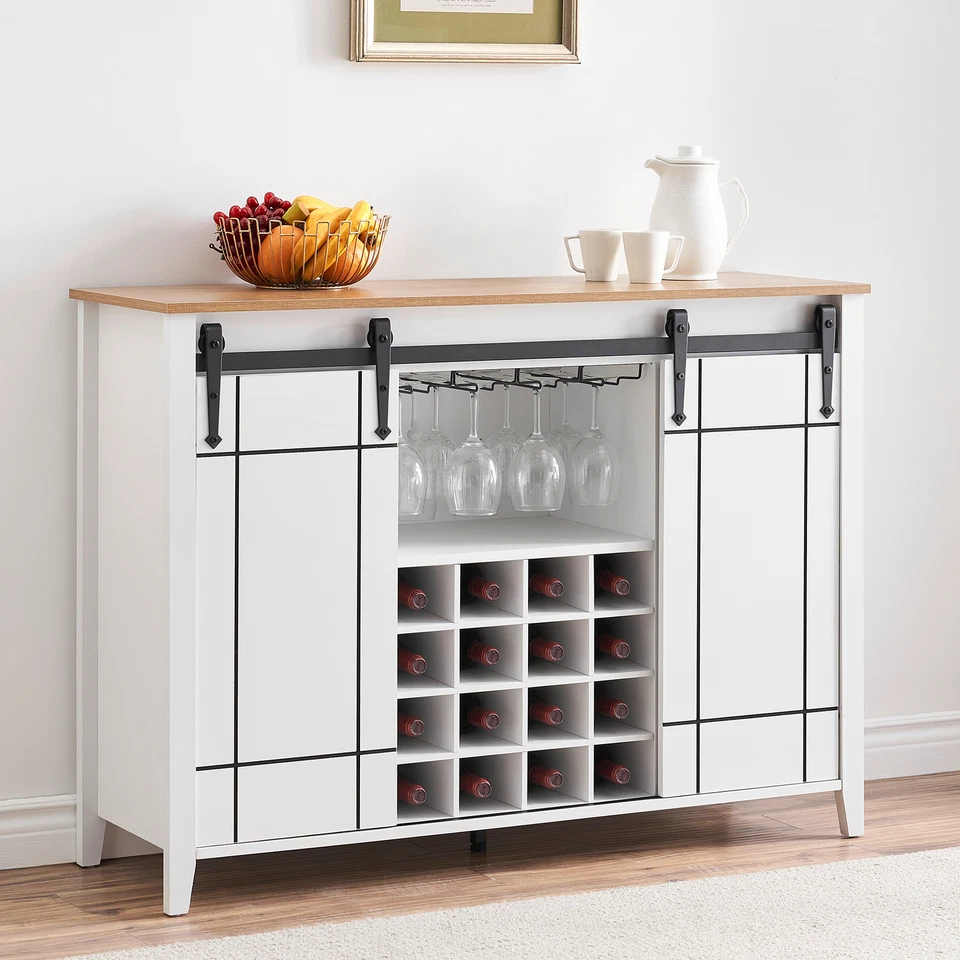 Gabinete de bar de vino para el hogar de 47" gabinete de bar de café de granja con puerta corredera de granero Foto 2 de 4