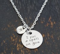 Personalized I Put A Spell On You Necklace - Choose An Initial, Witch Jewelry Personalized I Put A Spell On You Necklace - Choose An Initial, Witch Jewelry