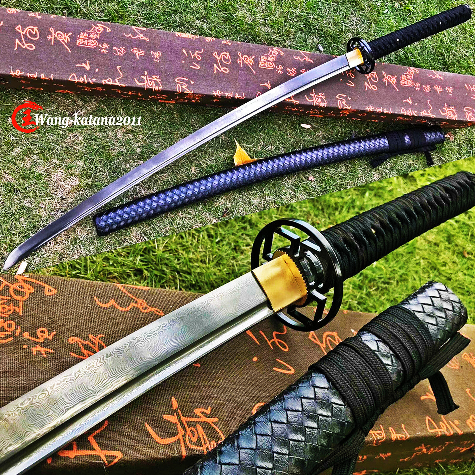 HANDMADE JAPANESE SAMURAI KATANA SWORD DAMASCUS FOLDED STEEL FULL TANG SHARP