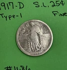 1917-D Standing Liberty Quarter 25c Type 1 Fine US Coin