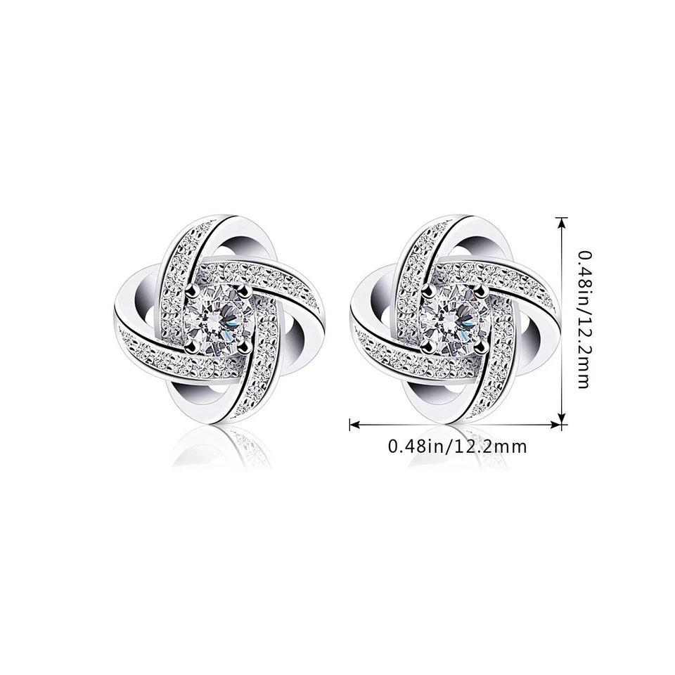 Pendientes Mujer Plata de Ley 925 Doble Estrella - Zirconita Cúbica - Imagen 4 de 4