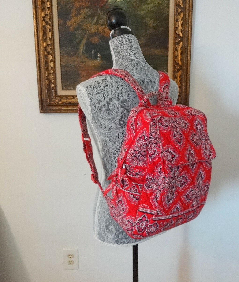 Authentic Vera Bradley Campus Medium Backpack Medallion Print Red