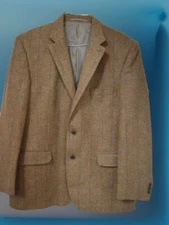 Unbranded Pure New Wool Tan Classic Tweed Blazer Jacket UK 44 EU 54