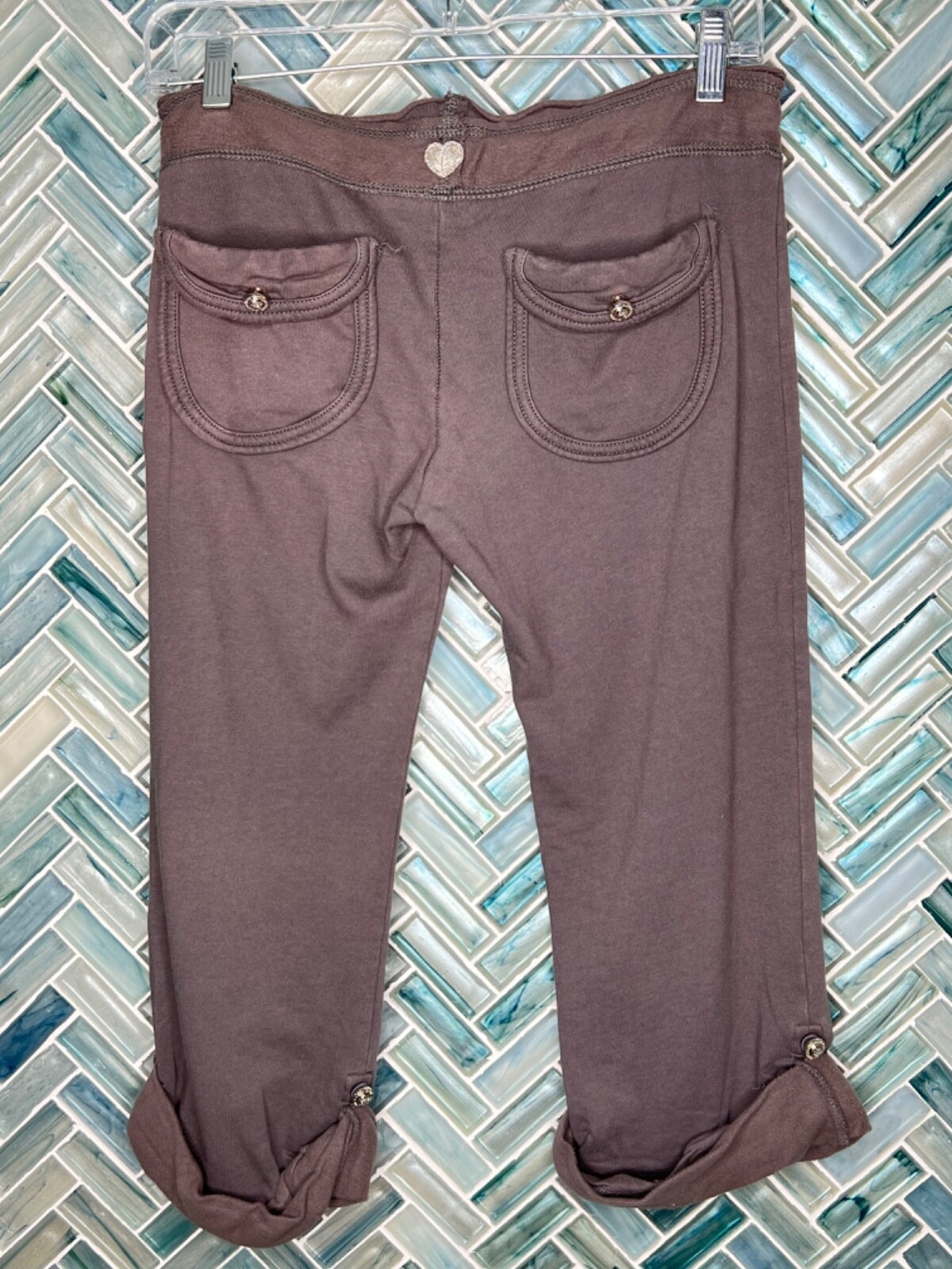 TWISTED HEART BROWN PULLON DRAWSTRING CROPPED RHI… - image 5