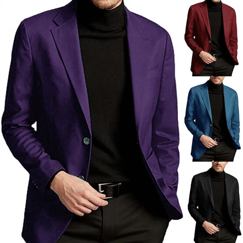 Men's Suit-Jacket Tops Business Casual Formal Coat Dress Work Slim Jacket Blazer - Picture 6 of 28