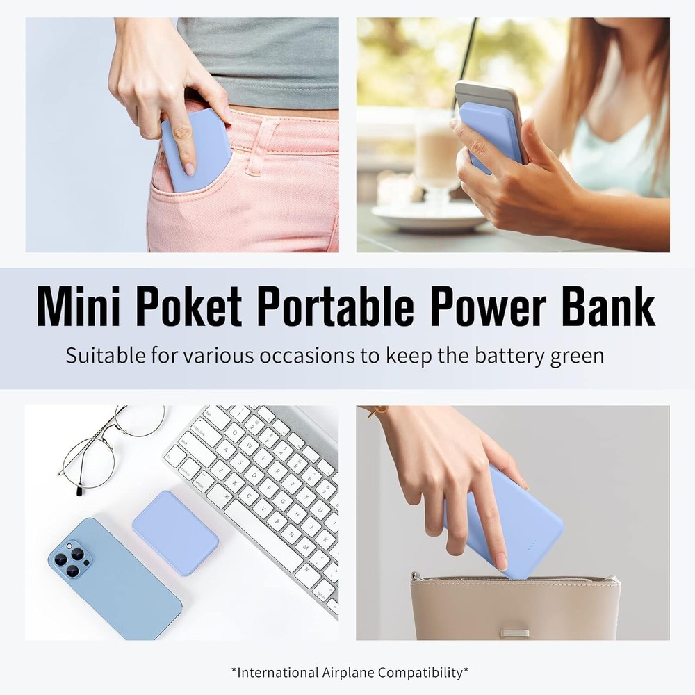 Portable 5000mAh Power Bank in Blue for All Mobile Phones