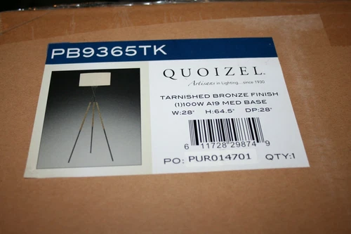 Quoizel PB9365TK Pembroke Single Light 65" Tall Tripod Floor Lamp Tarnished Bron - Picture 2 of 8