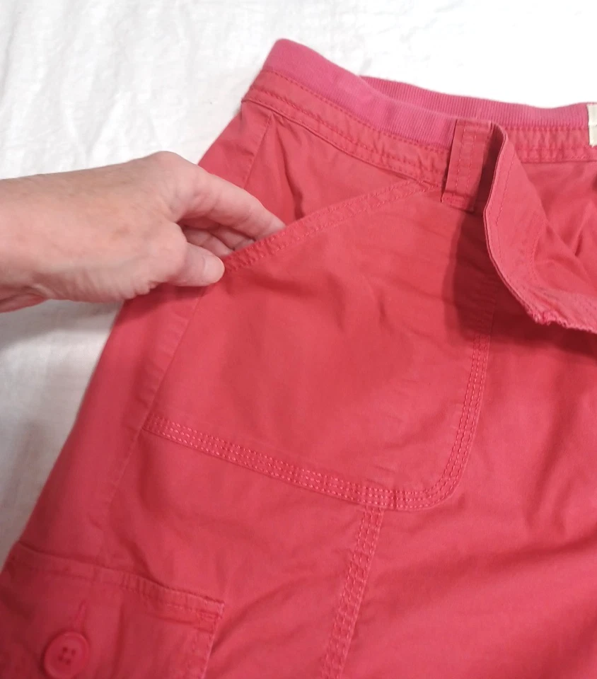 Pantalones Cortos para Mujer St Johns Bay 16 Carga Bermudas Algodón Elastizado Rosa Salmón Foto 4 de 4