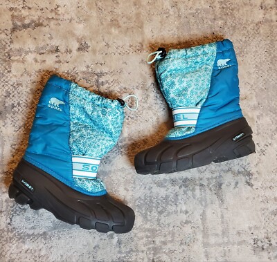 Sorel Youth Winter Insulated Snow Boots Teal Blue Black
