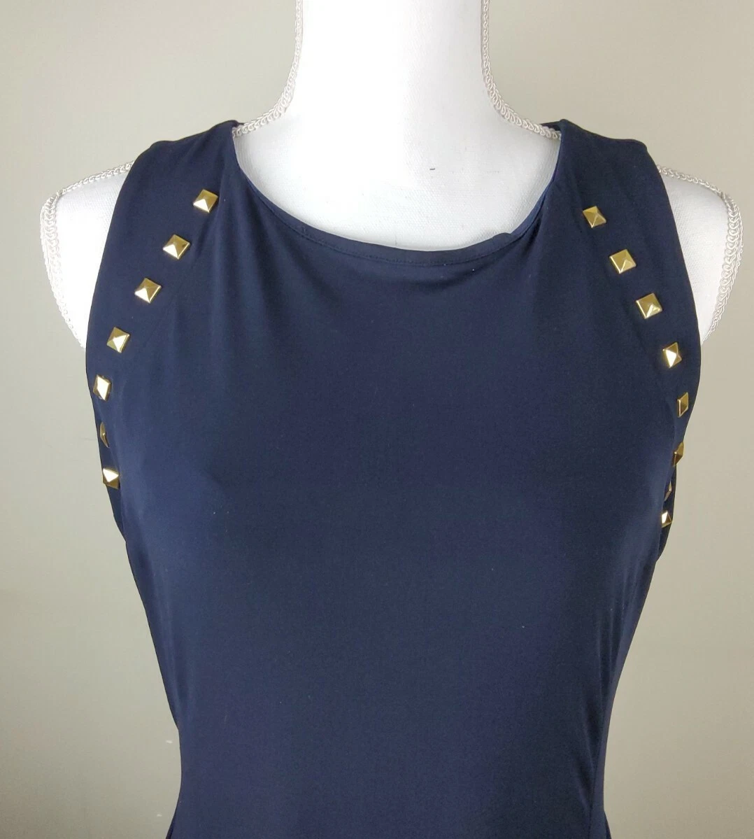 Abito donna Michael Kors senza maniche con borchie colore navy taglia L