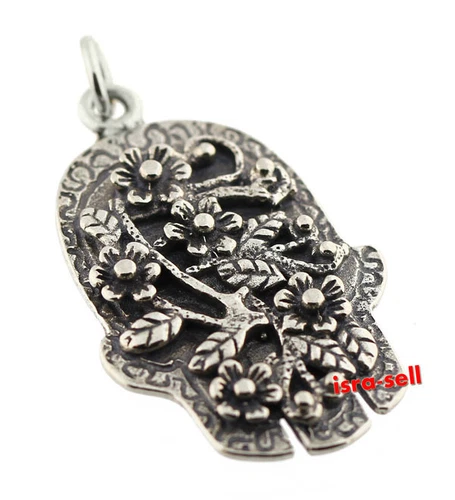 925 Sterling Silver HAMSA HAND PENDANT - Made in Israel - Protection - Luck