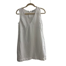 Madewell White Linen Sleeveless V-Neck Shift Mini Dress Size Small