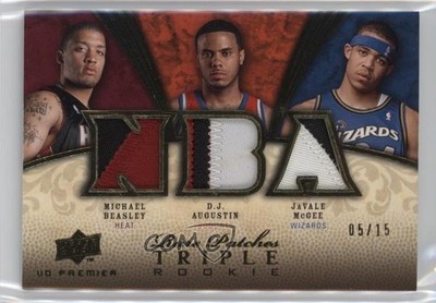 2008 UD Premier Rare Rookie /15 Michael Beasley DJ Augustin Triple Patch RC 4f5