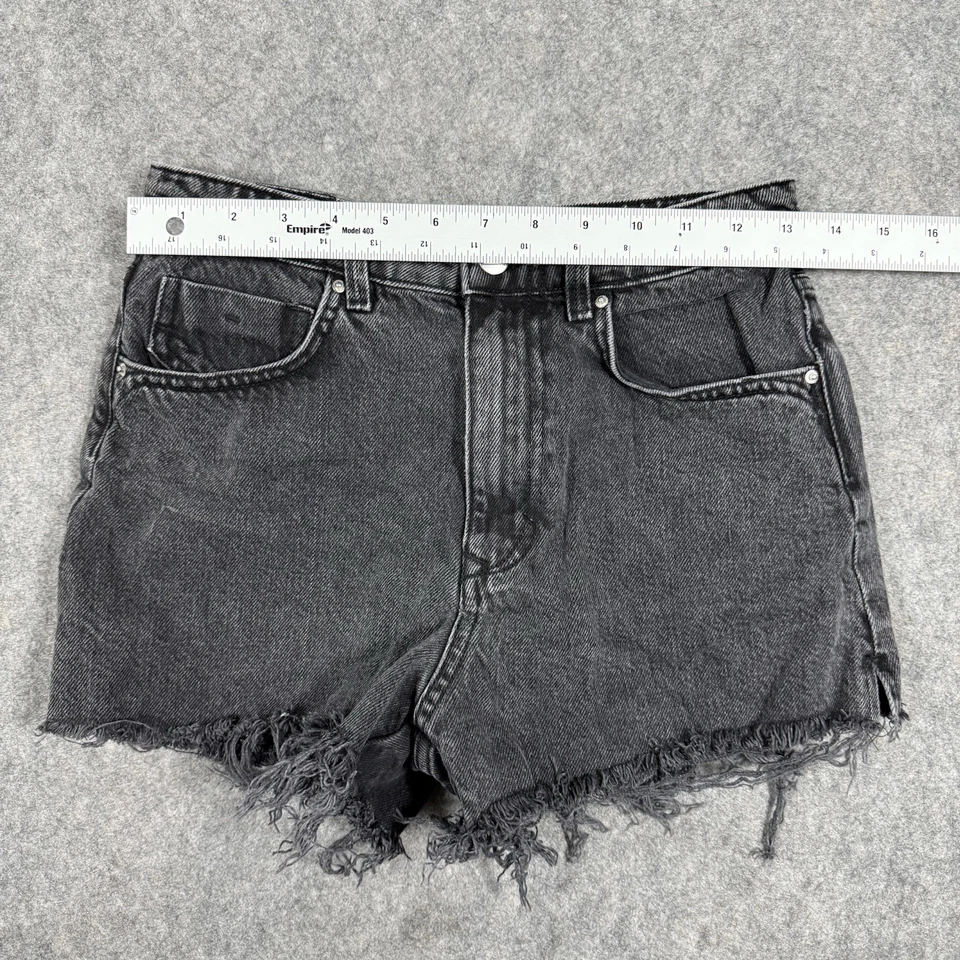 Pantalones Cortos Zara Cintura Alta Corte Flecos Para Mujer Talla 4 (Cintura 27 pulgadas) Negros Denim Foto 3 de 4