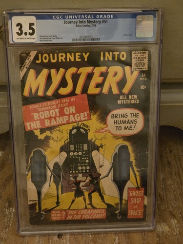 Journey into Mystery Robot Cover (pre Marvel) #51 CGC 3.5 Jack Kirby Steve Ditko
