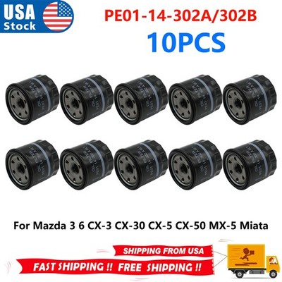 10PCS For Mazda Engine Oil Filter Cartridge PE01-14-302B PE0114302A