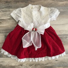 Little Precious Red & White Lace Holiday Dress 12 Months – Made in USA