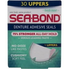 4 Pack Sea-Bond Upper Adhesive Denture Seals, Fresh Mint, 30 Ct