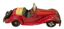 BANDAI Tin Friction Red Roadster Convertible Car 7" Japan Toy Old 50's 60's Vtg