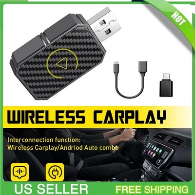 2-in-1 Carplay Wireless Adapter Android Auto Plug&Play Connect USB Dongle 5V