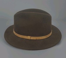 Vintage Dorfman Pacific Brown Wool Felt Fedora Hat USA Made Wide Brim Good Cond.