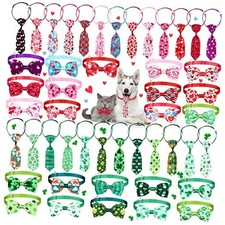 50 Pieces Valentine Dog Bow Tie Collar Set Includes 25 Valentine Cute Style