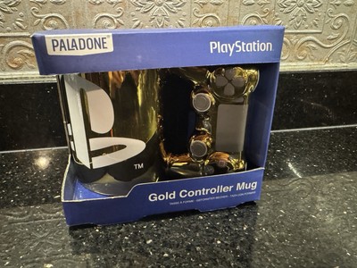 NIB PALADONE PLAYSTATION CONTROLLER MUG GOLD DUALSHOCK CONTROLLER MUG