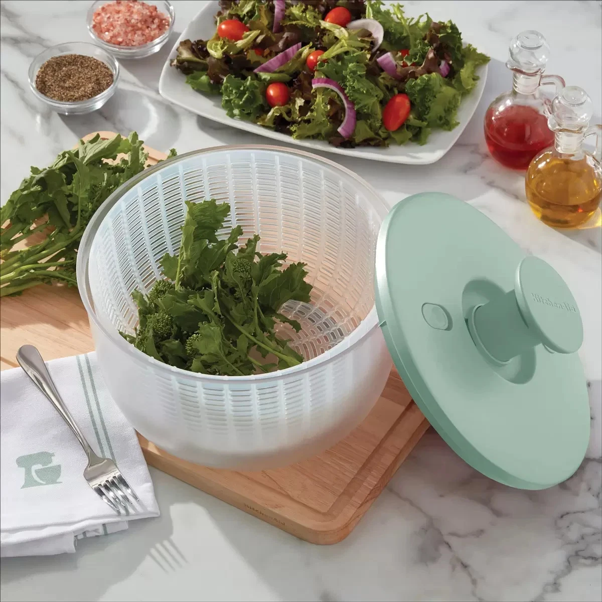 KitchenAid Salad Spinner Green Large Manual Lettuce Dryer Bowl