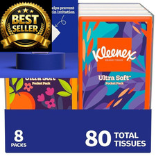 Kleenex On-The-Go Facial Tissues, 8 10 Tissues Pack of 8 , White