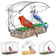 Acrylic Clear Window Bird Feeders 4 Strong Suction Cups and Detachable Seed Tray