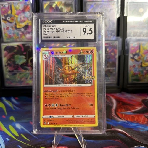 🔥Charizard Holo Pokemon Card CGC 9.5 MINT+ Graded Pokemon GO #010/078 (2022)✨