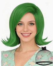 New Green Short Bob Women  s Wig Retro Anime Cosplay