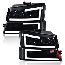 LED DRL Headlight Assembly Compatible with Chevy Silverado 2003-2006