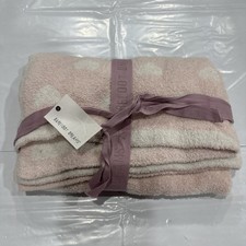 Barefoot Dreams CozyChic Crib Baby Blanket Pink White Hearts Soft Plush CEB549
