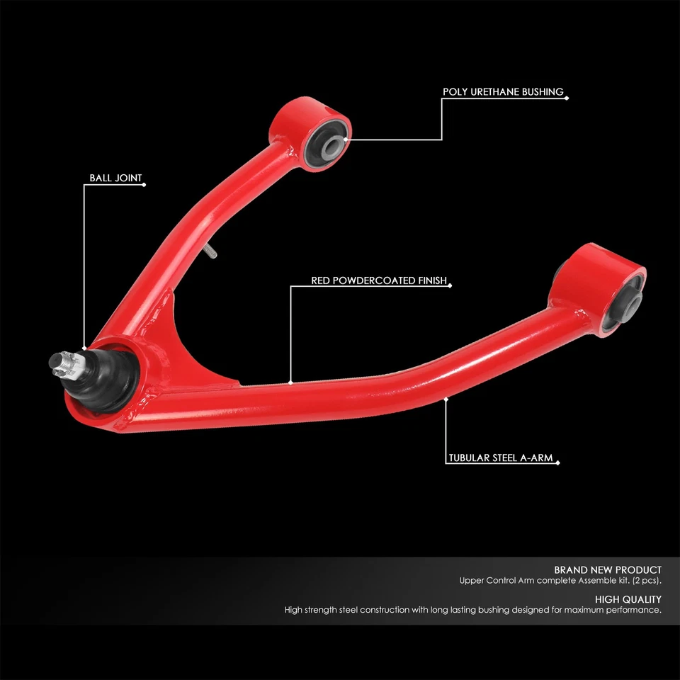 Brazos de control superiores delanteros rojos para Cadillac Escalade Chevy Silverado 2007-2015 Foto 2 de 4